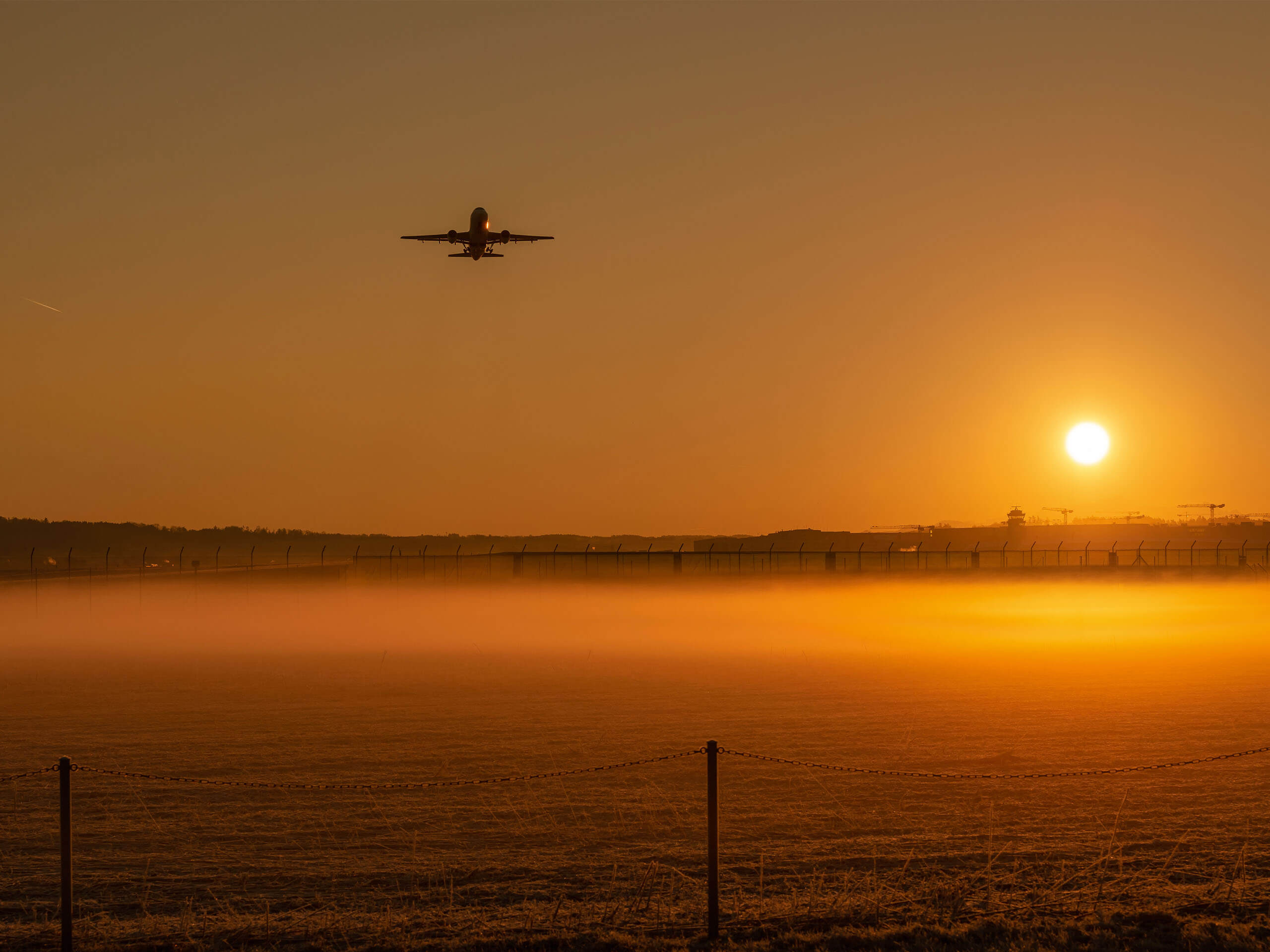 Airplane in the dusk