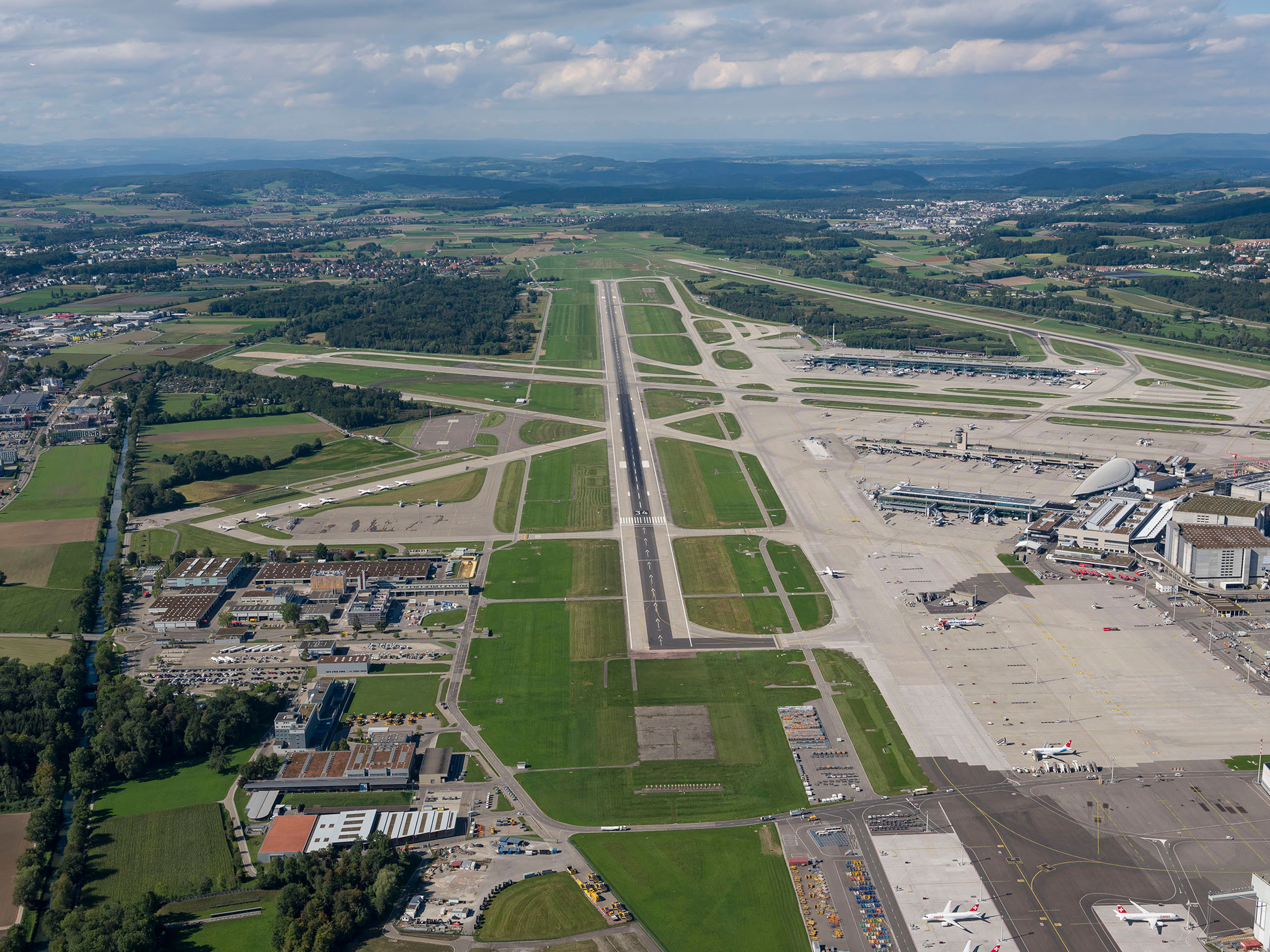 Runways at Zurich Airport from above