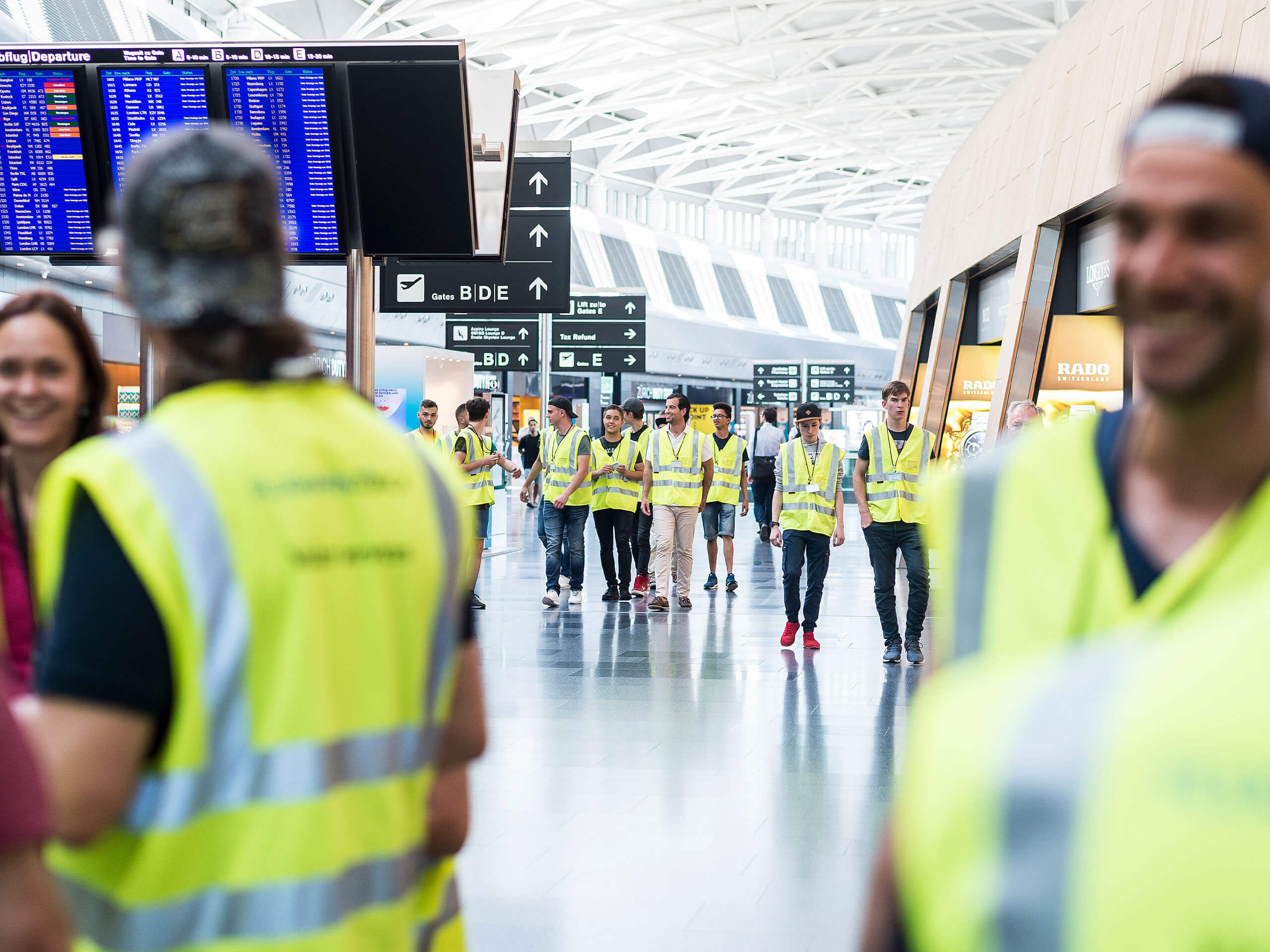 Group of people on a guided airport tour